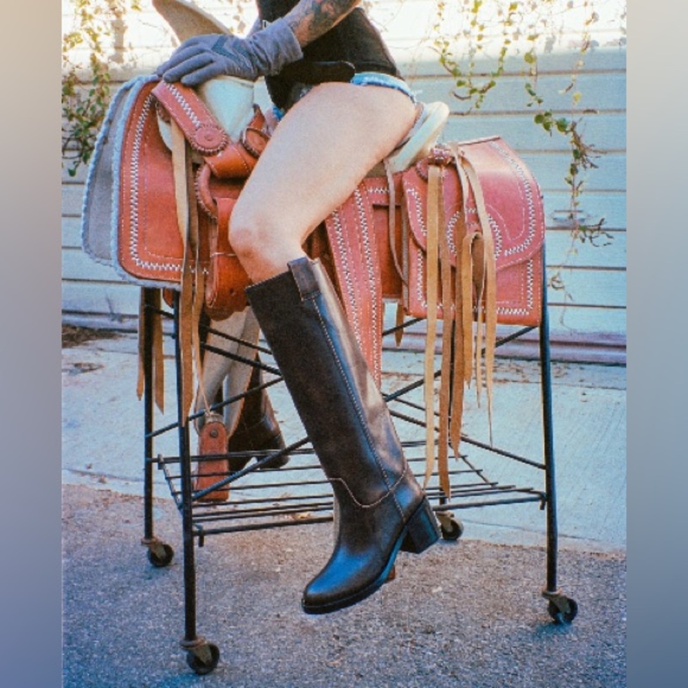 Brown Jeffrey Campbell Climb Brown Leather Knee-High Boots